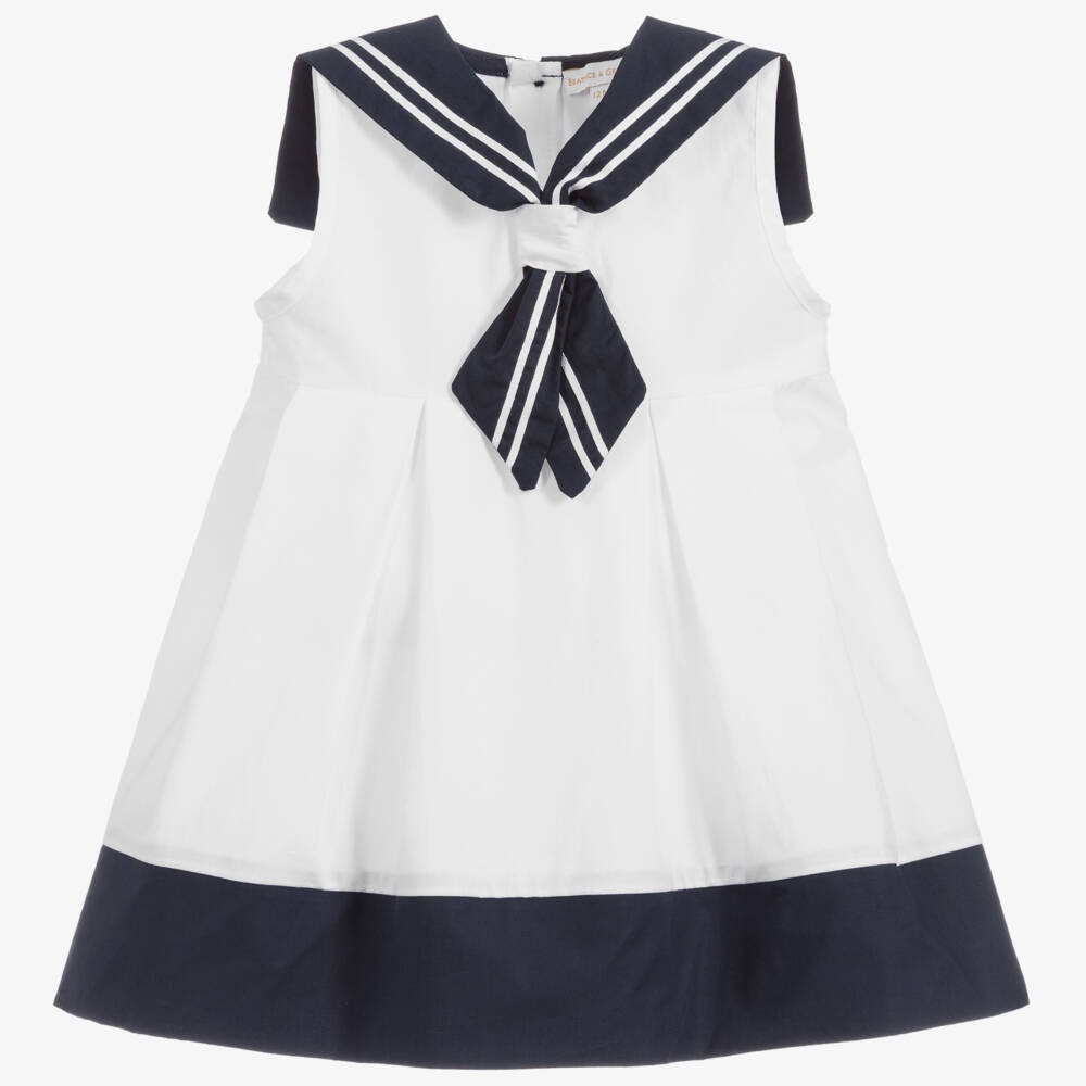 Nautical Navy and White Kids Dress - Picture 3 of 3